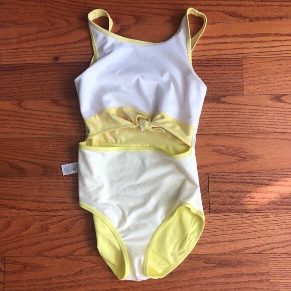 CARTER’S One-Piece Polka Dot Cut Out Bow Yellow Girl’s Swimsuit Size 12 - Picture 7 of 9
